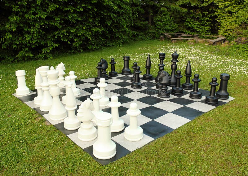 Big outdoor chess in green lawn