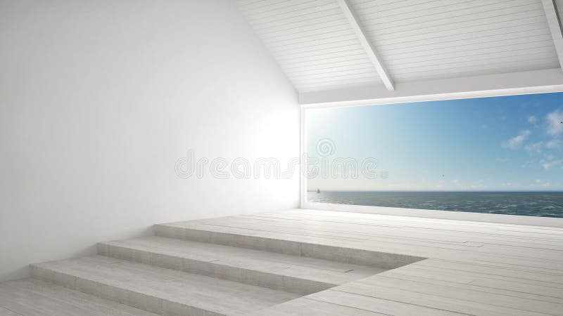 Big panoramic window with sea ocean background, summer scene, em