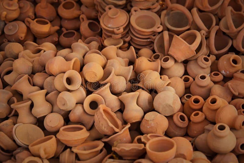 Big Pile of Clay Pots on the Market Stock Photo Image of myanmar