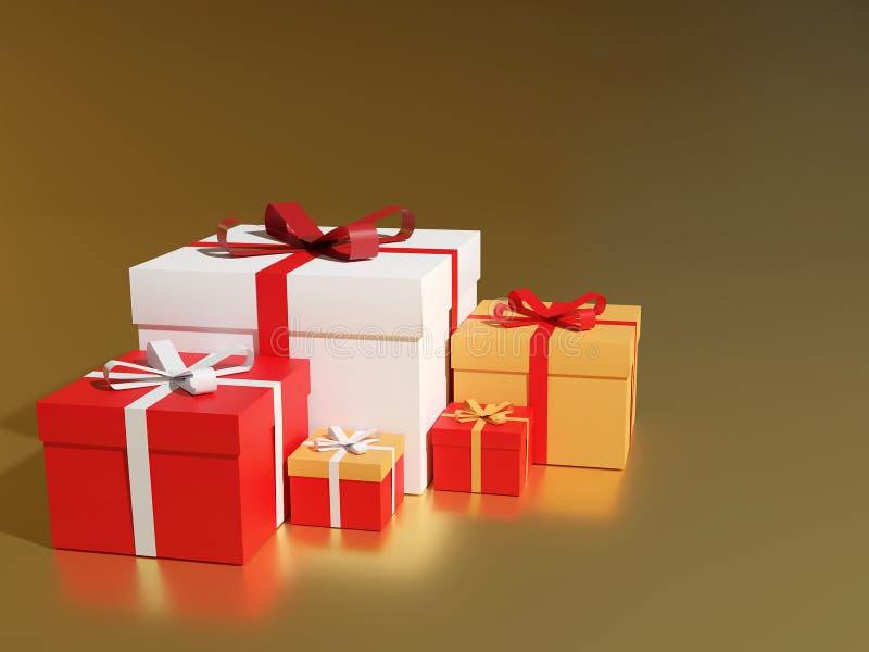 Big Pile of Colorful Wrapped Gift Boxes. Lots of Presents, 3D Rendering