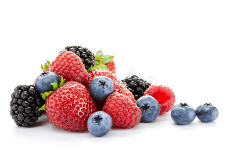 Big Pile of Fresh Berries on White Background