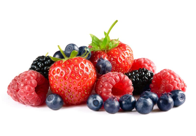 Big Pile of Fresh Berries on White Background