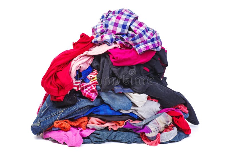 Pile Of Old, Used Clothes Isolated On White Stock Photo - Image of ...