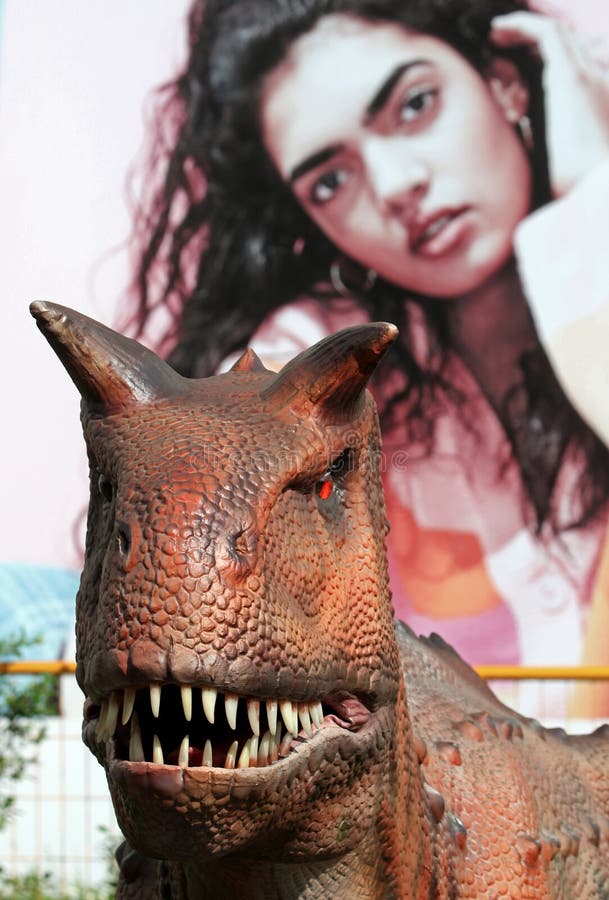 Big Plastic Replica of a Dinosaur Editorial Photography Image of