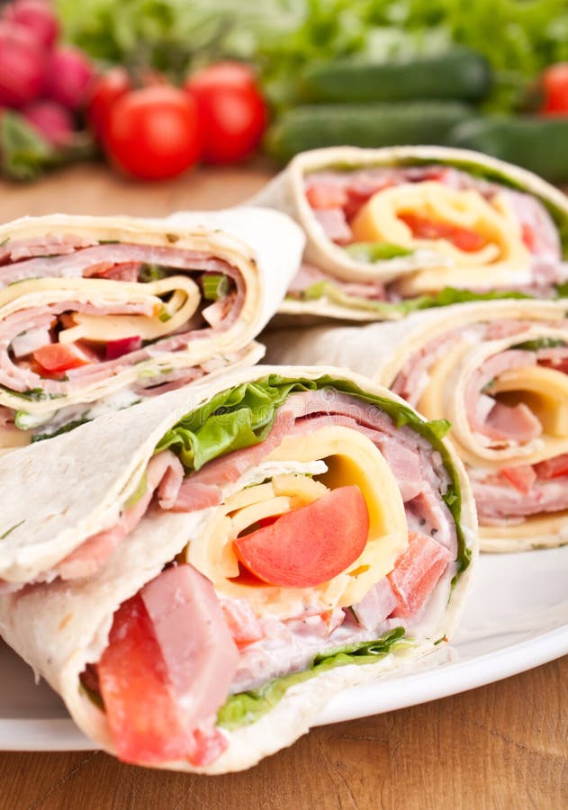 Wraps Cut In Half With Ingredients Stock Image Image of away, mexican