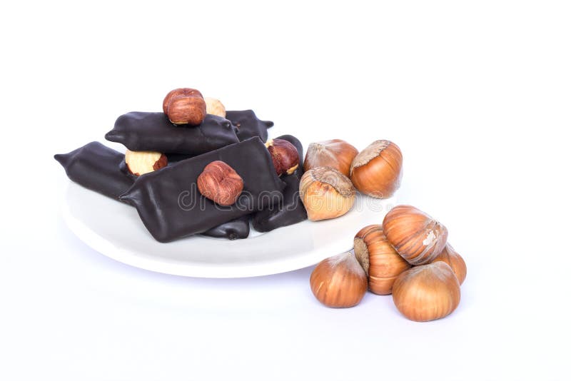 Big Plum in Chocolate with Nuts Candy Stock Image Image of dessert
