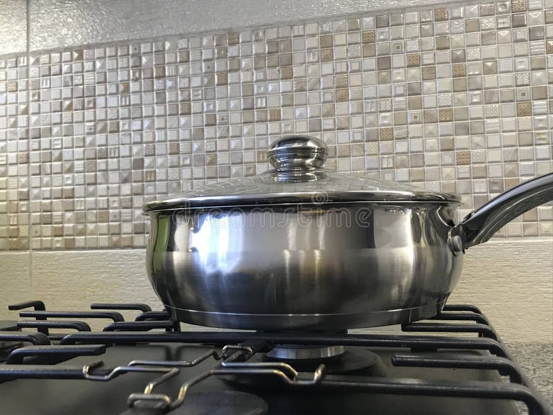 Big Pot in Modern Kitchen on a Gas Stove Stock Photo - Image of ...