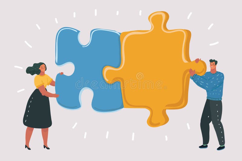 Big Puzzle in Couple Hands. Stock Vector - Illustration of building ...