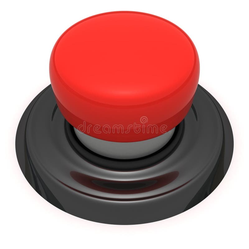 3D Rendering of retro remote control with red button Stock Illustration