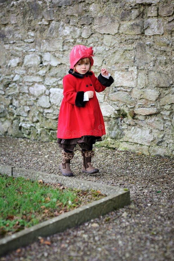 Big Red Coat stock image. Image of girl, stone, autumn 51109265