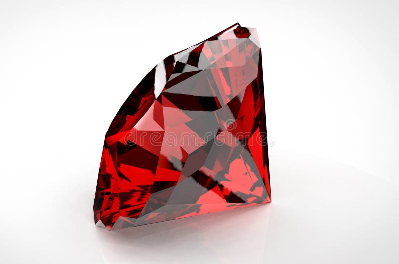 Radiant Splendor: Isolated Big Red Diamond on White Background - 3D Illustration