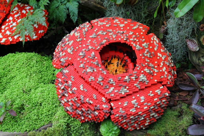 The Big Red Lego Flower in Garden at Singapore Editorial Stock Image ...