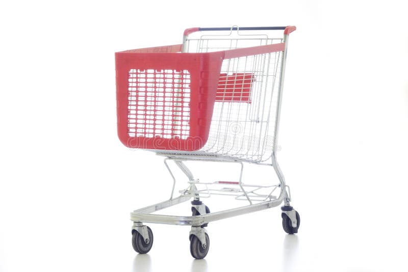 Big Red Shopping Cart Full of Shopping Bags Stock Photo Image of push