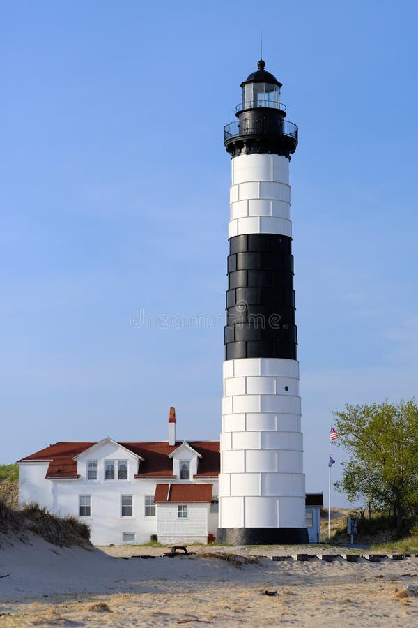 Big Sable Point Lighthouse in dunes, built in 1867