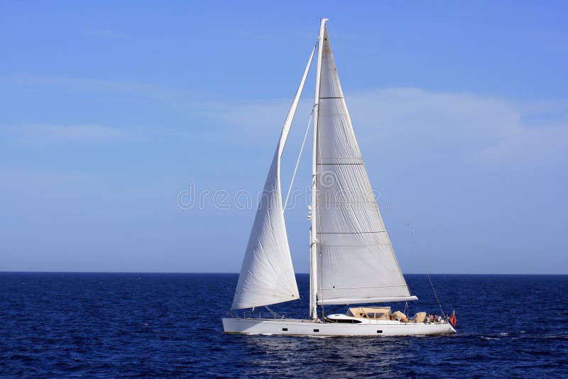 Big sailboat sailing in the Mediterranean sea.