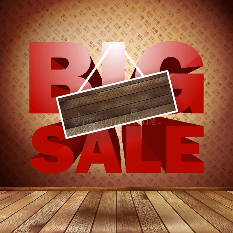 Big sale with wood background for copy space. vector illustration Big sale with wood background for copy space. vector illustration