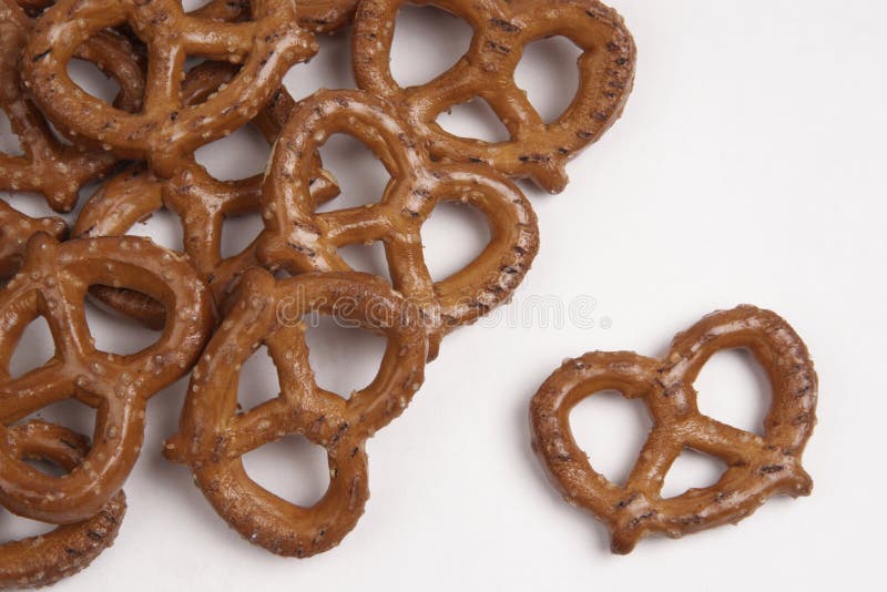 Big Salted Pretzels Snack Food on White Stock Image Image of bread