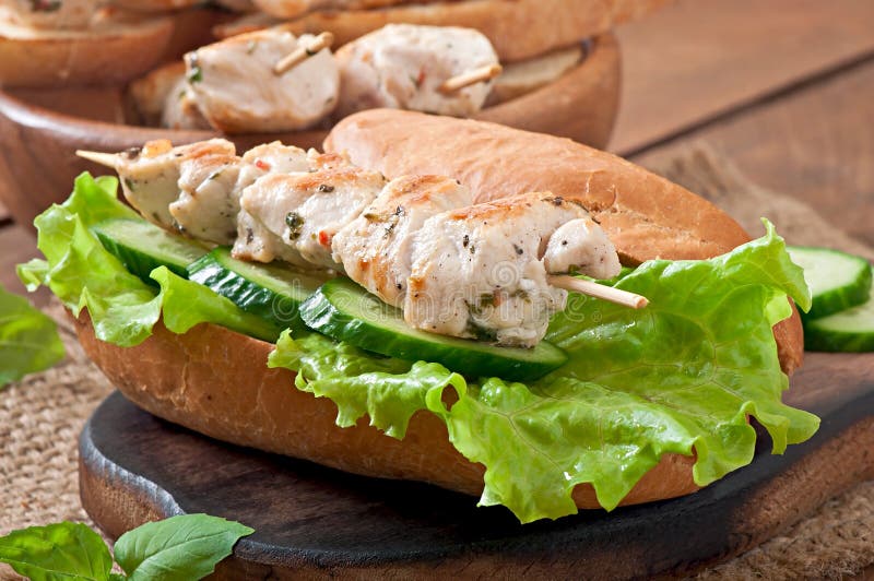 Big Sandwich with Chicken Kebab Stock Image Image of grill, diet