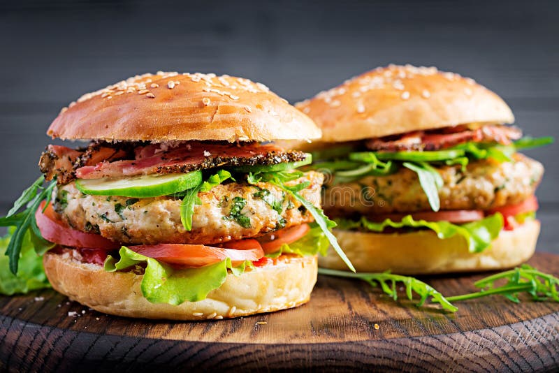 Big Sandwich - Hamburger Burger with Beef Stock Image - Image of ...
