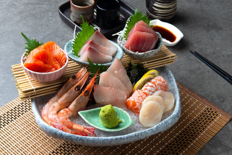 Big sashimi set - Japanese food stock photos