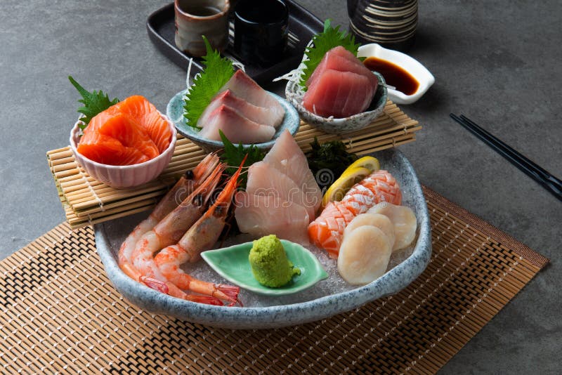 Big sashimi set - Japanese food royalty free stock photo