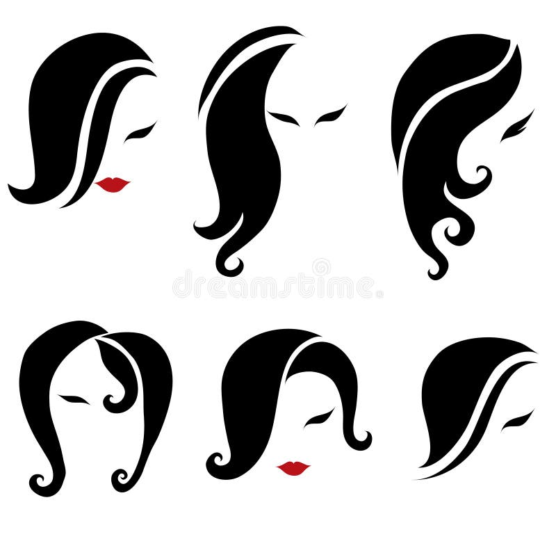 Big set of black hair styling for woman