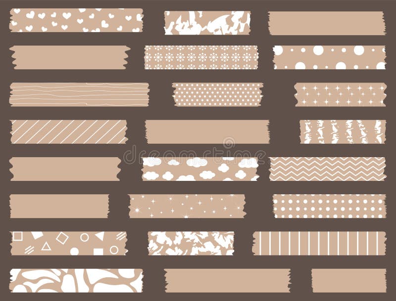 Printable Washi Tape PNG Image, Printable Brown Washi Tape
