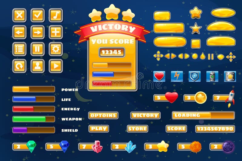 Game ui Level complete menu pop up with stars score and buttons 550649  Vector Art at Vecteezy