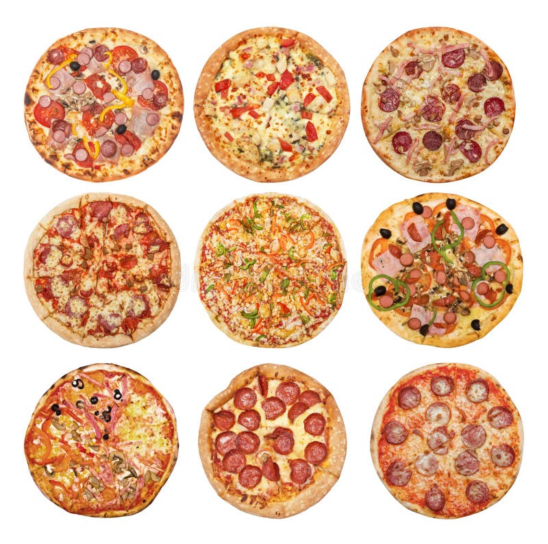 Big set of different pizzas stock images Big set of different pizzas stock images