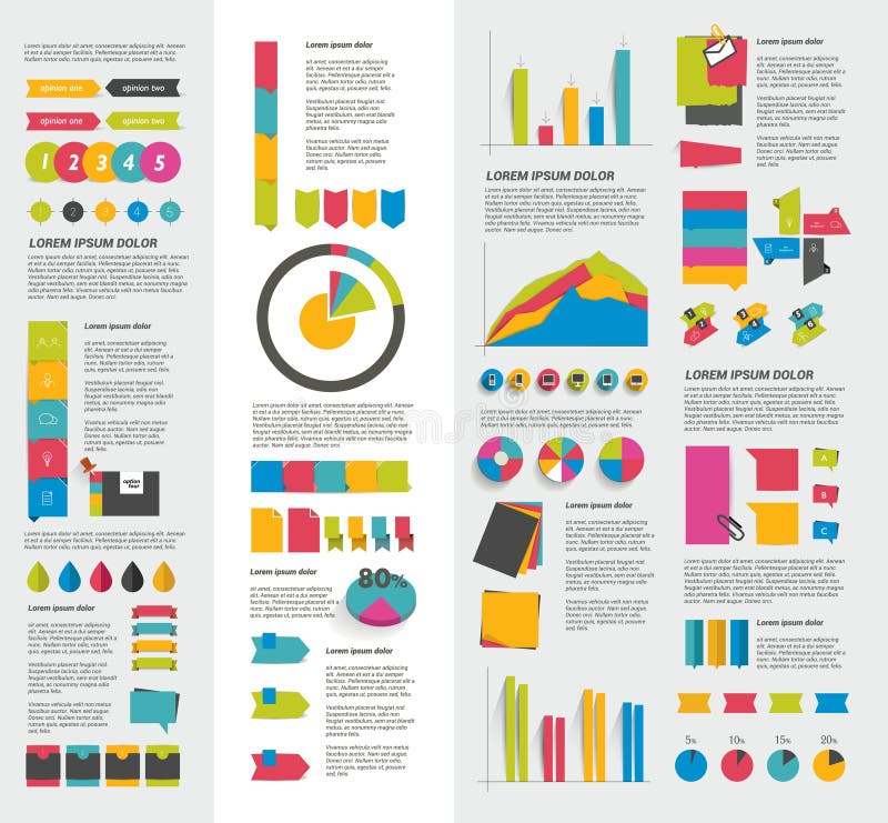Big set of flat infographic elements. royalty free illustration