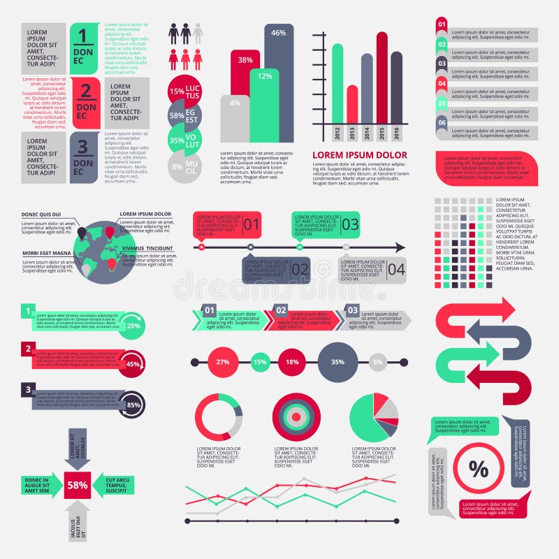 Big Set of Flat Infographic Elements Stock Vector - Illustration of ...