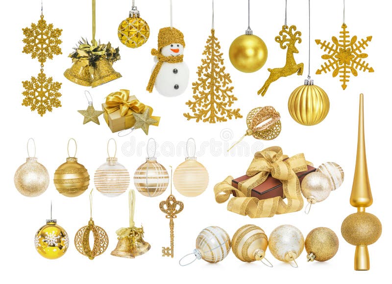 Big White Christmas Tree With Golden Ornaments Stock Image - Image of home, gold: 134332197