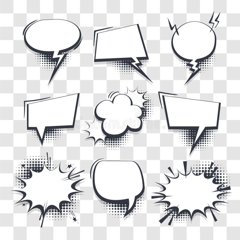 Big Set Hand Drawn Effects Comic Speech Bubbles Stock Vector
