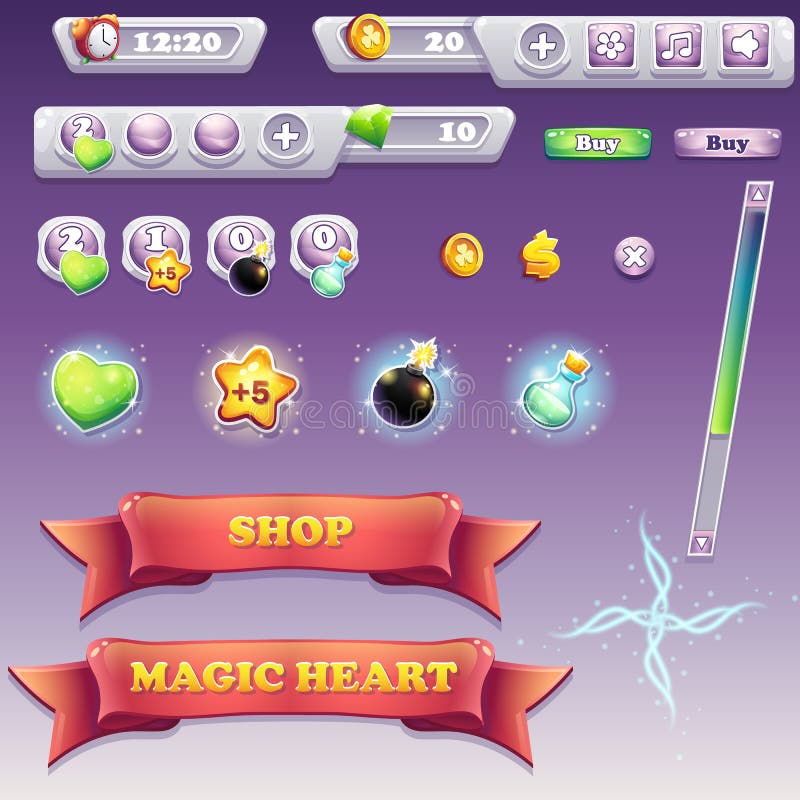 Big set of interface elements for computer games and Web design. vector illustration Big set of interface elements for computer games and Web design. vector illustration