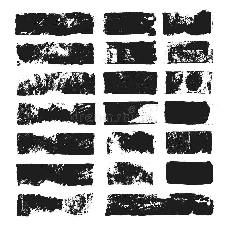 Big Set Of Rectangular Text Box Grunge Paint Stripe Vector Brush