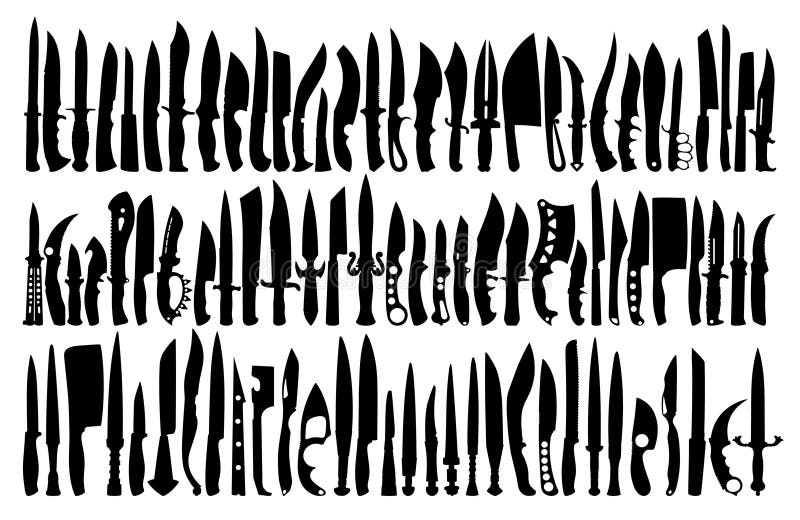 The big set of silhouettes knives. royalty free illustration