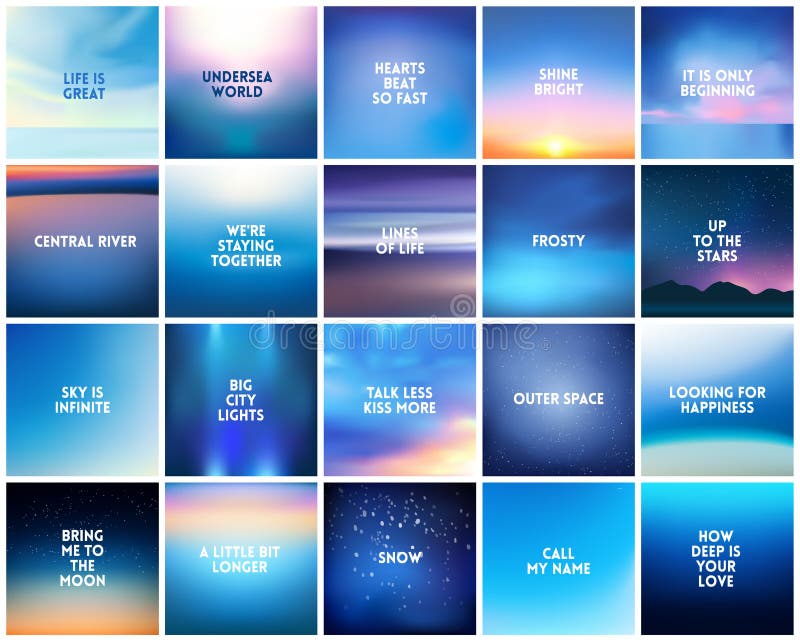 BIG Set Of 20 Square Blurred Nature Dark Blue Backgrounds ...