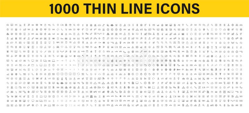 Big set of 1000 thin line Web icon. Business, finance, shopping, logistics, medical, health, people, teamwork, contact us, arrows