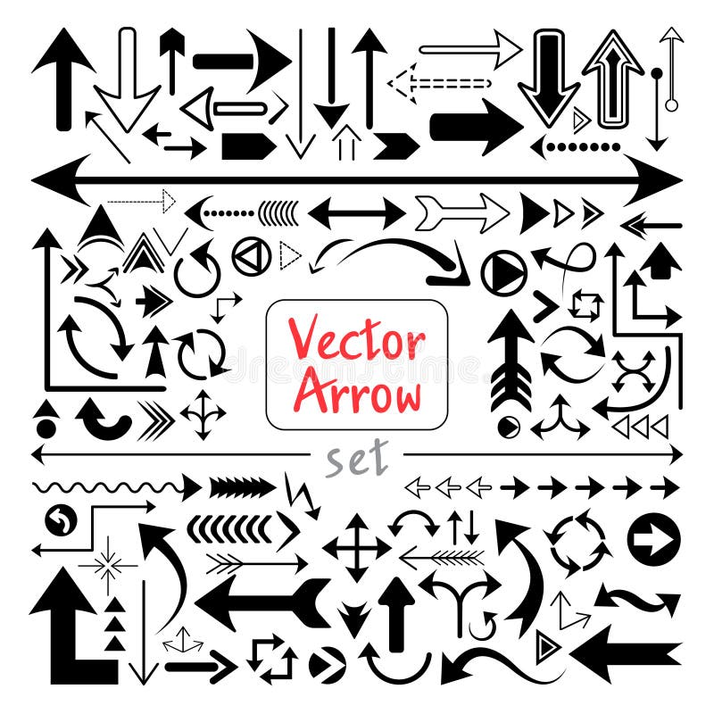 Big set of vector arrows, arrow icon, pointer sign, symbol. Collection various arrows, in different directions in different styles