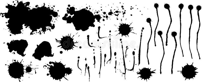 Big set ink blobs and splashes grunge vector image royalty free illustration