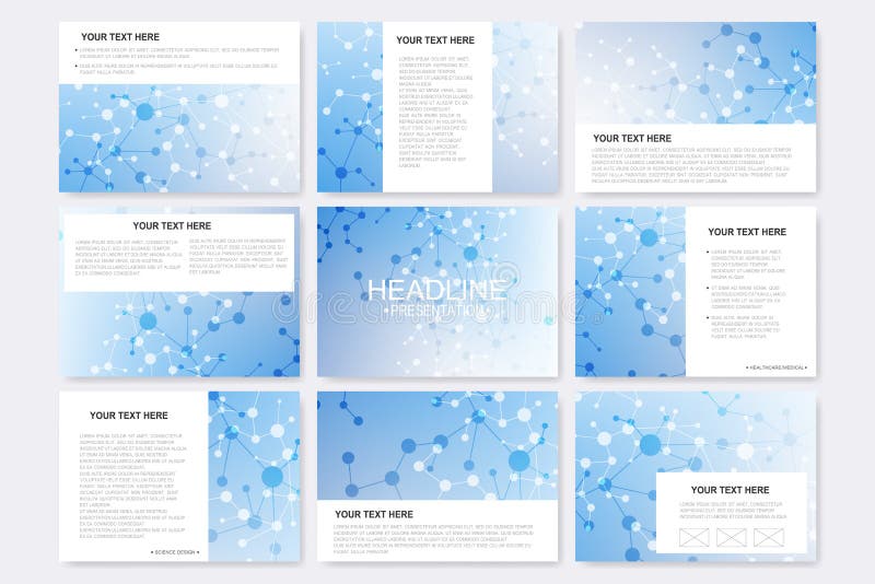 Big set of vector templates for presentation slides. Modern graphic background molecule structure and communication vector illustration Big set of vector templates for presentation slides. Modern graphic background molecule structure and communication vector illustration