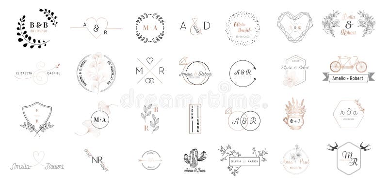 Wedding Monogram Logo Collection Stock Illustration - Download