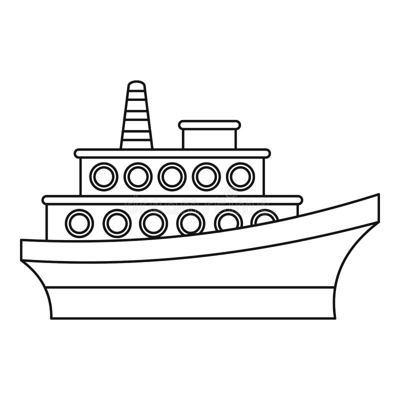 Big Ship Icon, Outline Style Stock Illustration - Illustration of thin