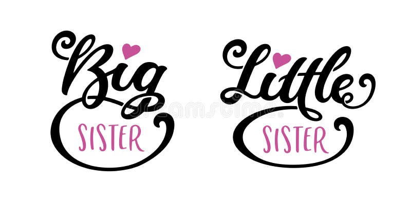 Big sister little sister kids clothes typography. Vector illustration.