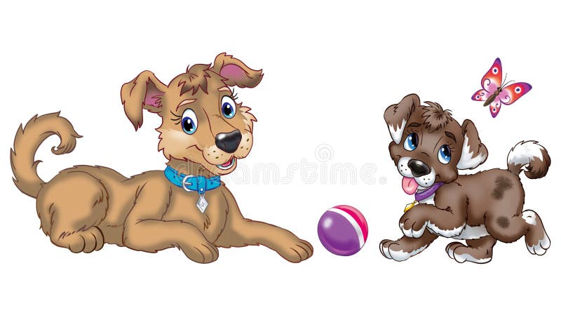Big and Small Dogs Playing Cartoon Art on a White Background Stock Illustration - Illustration of colorful, adorable: 142640448 Big and Small Dogs Playing Cartoon Art on a White Background Stock Illustration - Illustration of colorful, adorable: 142640448