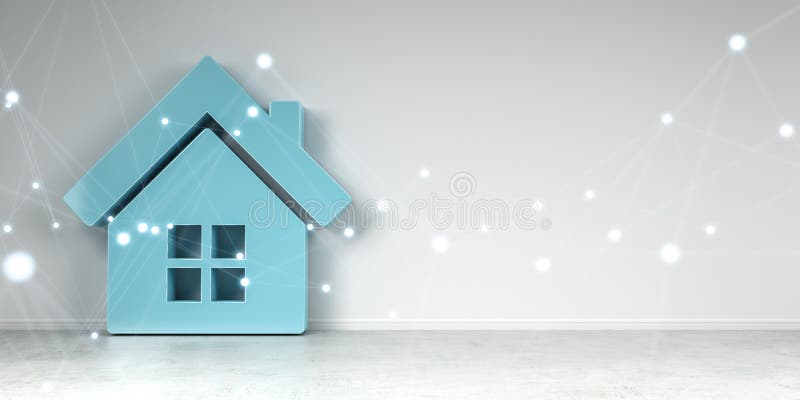 Smarthome icon in interior with connection 3D rendering stock illustration Smarthome icon in interior with connection 3D rendering stock illustration