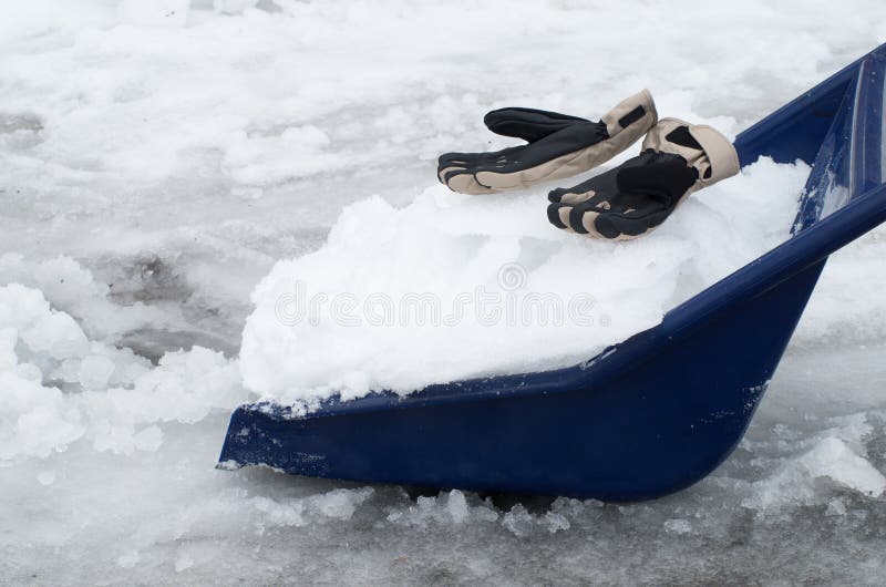 Big Snow Shovel Full of Heavy Icy Snow Stock Image Image of america