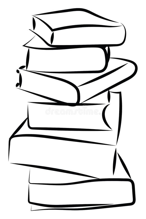 Стопка книг черно белый рисунок