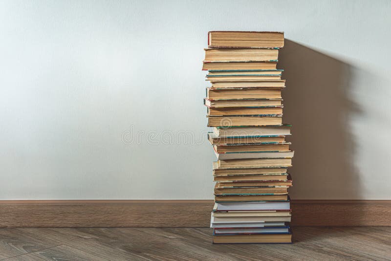 Big Stack of Old Books Over White Wall Stock Image - Image of campus ...