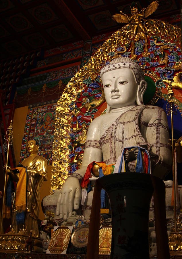 Big Statue of White Buddha in Dazhao Monastery Editorial Stock Image